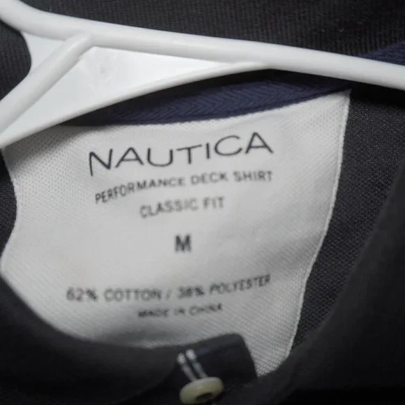 Nautica Mens Black White Logo Short Sleeve Classic Fit Polo Size Medium - Picture 7 of 7
